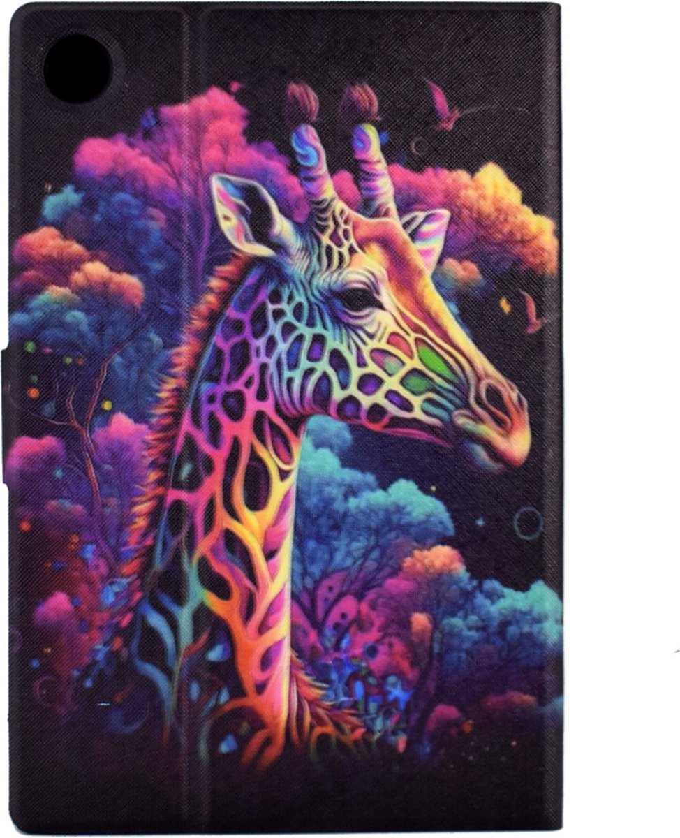 Luxe Bescherm-Etui Hoes Map geschikt voor Samsung Galaxy Tab A11 PLUS - A9 PLUS - 11" - "Giraffe" Zwart