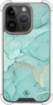 Casimoda® hoesje - Geschikt voor iPhone 13 Pro - Marmer mint groen - Shockproof case - Extra sterk - TPU/polycarbonaat - Mint, Transparant
