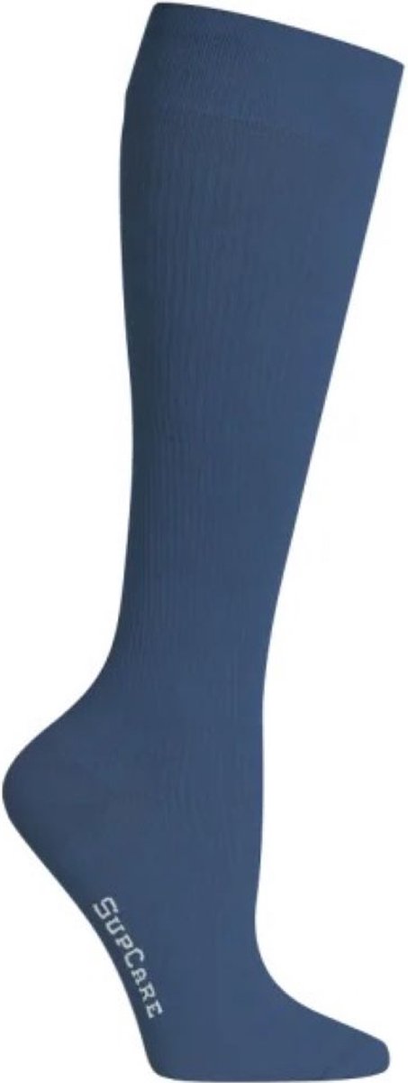 Supcare compressiekousen maat L (43-45) – blauw – trendy compressie sokken – steunkousen – ademend – gezwollen, vermoeide en pijnlijke benen & voeten – spataderen - dagelijks gebruik – vliegreizen – zwangerschap – dames en heren