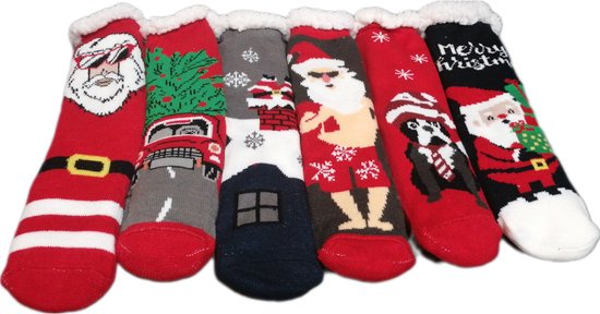 Chaussettes de Noël - Chaussettes d'hiver chaudes - Thermo - Doublées - Unisexe - Taille 39-46 - Chaussettes d'intérieur - Antidérapantes - Cadeau - Noël
