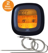 Master Knives Thermomètre à viande numérique avec 2 sondes de mesure – Thermomètre BBQ avec minuterie – Thermomètre de cuisine jusqu'à 250 degrés
