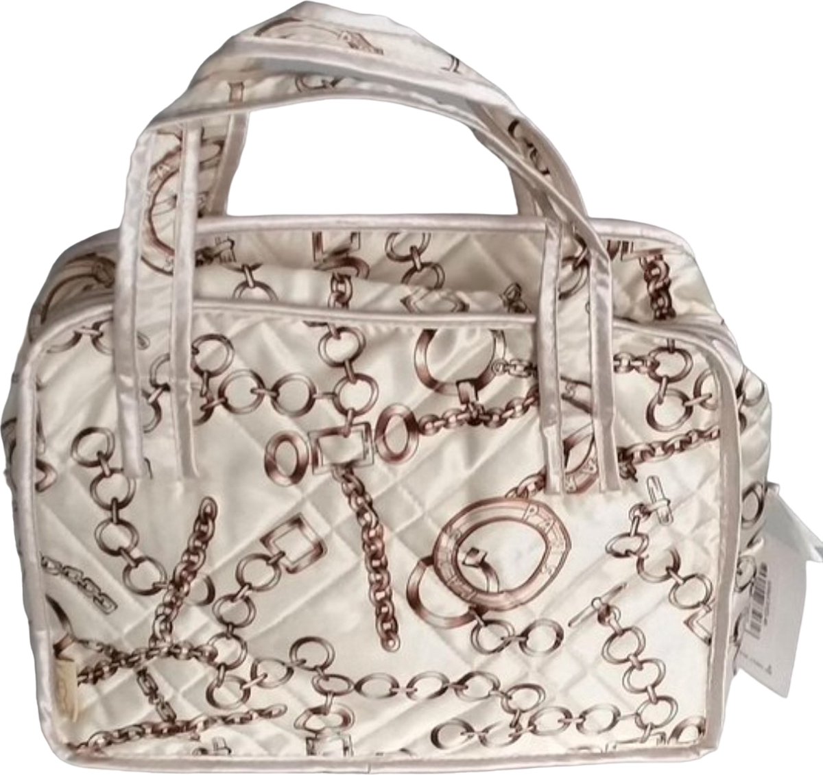 Karen Soft Beautycase-Toilettas-Hermes Style-Ecru- Afmeting 30 x 12 x 22 cm.