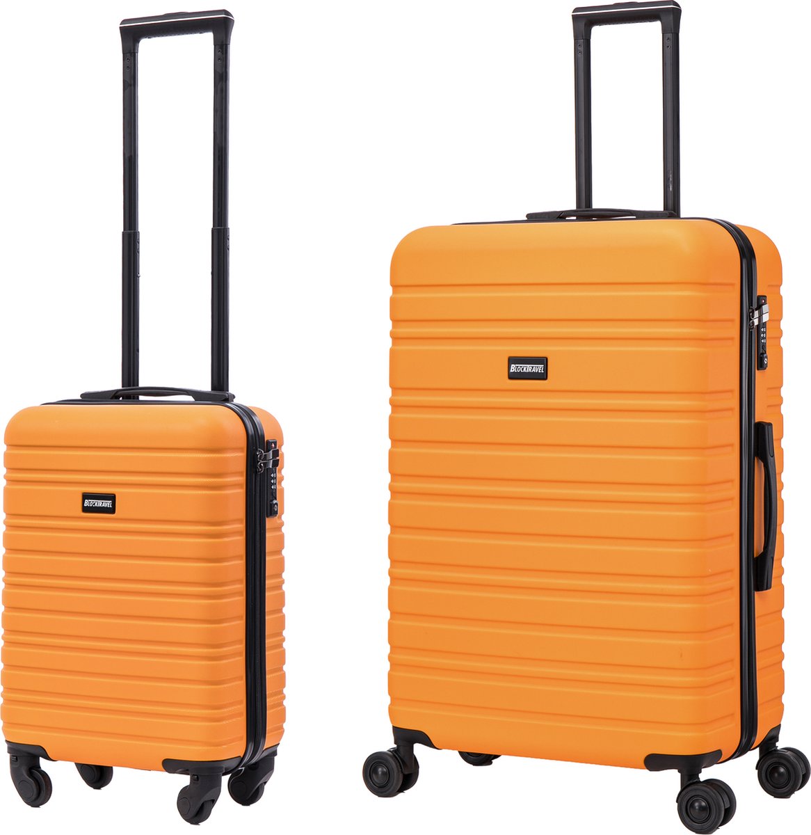 BlockTravel kofferset 2 delig ABS ruimbagage en handbagage 29 en 95 liter - inbouw TSA slot - oranje