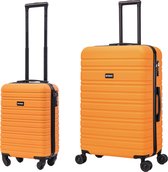 BlockTravel kofferset 2 delig ABS ruimbagage en handbagage 29 en 95 liter - inbouw TSA slot - oranje