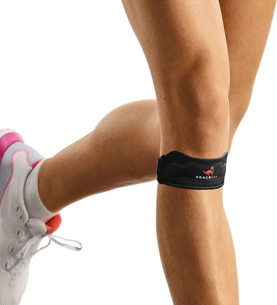 Bracefox® Premium Patellabrace 'TellaFlex' | Kniebrace | Patellabandje | Ondersteuning voor de Knie & Patella | Te gebruiken bij Sport | Jumpers Knee | Heren & Dames | Universele Maat