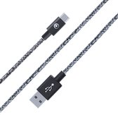 Bigben Connected, USB A/USB C 3A geweven kabel - 2m, Zwart