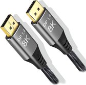 LuTech® 8K Displayport Kabel - 3 Meter - 8K 60Hz - 4K 144 Hz - Displayport 1.4 - 32.4GBps - Ultra Snel - DP Kabel - Grijs