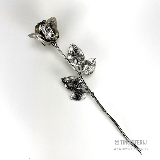 Tinnen Roos – 40cm – Luxe Roos – Liefdesroos – Tinnen Huwelijk - Valentijn