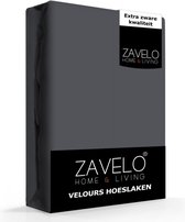 Zavelo Hoeslaken Velours Antraciet - Lits-jumeaux 160/180x200/220 cm - Fluweel Zacht - 30 cm Hoekhoogte - Rondom Elastiek - Velvet