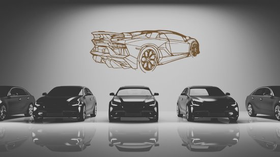 Aventador SVJ Roadster Angle - Silhouette - Metaalkunst - Goud - 120cm - Auto Decoratie - Muur Decoratie- Man Cave - Cadeau voor man- Inclusief ophangsysteem