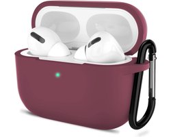 Shieldcase Case - beschermhoes geschikt voor Airpods Pro / 2 Pro silicone case - case geschikt voor Airpods Pro / Pro 2 hoesje - optimale bescherming - burgundy