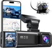 Dashcam - Dashcam Voor Auto - Dashcam Voor Auto Voor En Achter - 4K - GPS - Infrared Night Vision