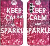 Coverup Book Case - Geschikt voor Samsung Galaxy A35 Hoesje - Keep Calm and Sparkle