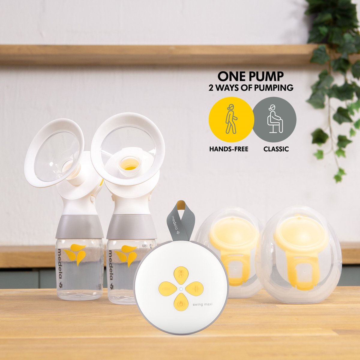 Medela Swing Maxi Borstkolf Set + 2 Stuks Hands-free Opvangcups | Dubbele Elektrische Borstkolf met 24 mm & 21 mm Borstschilden thumbnail 2