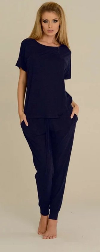 DeLafense Paula pyjamaset donkerblauw- viscose XXL