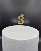 Taarttopper - Cijfer Small (11 cm) - drie - 3 - Taartdecoratie - Cake Topper - getal - voor leeftijd: 13 / 23 / 30 / 31 / 32 / 33 / 34 / 35 / 36 / 37 / 38 / 39 / 43 / 53 / 63 / 73 / 83 / 93