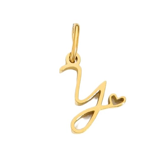 Letter hanger inclusief ketting - Y - letter - charm - goud kleur - stainless steel - verkleurt niet - perfect cadeau - valentijn - verjaardag - dierbare