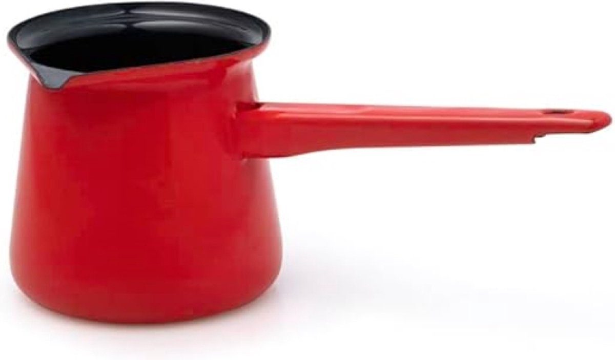 Turkse koffiekan 0,7 l, schaduwrood, stalen email, ideaal voor traditionele bereiding van Turkse koffie