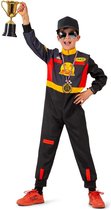 Funny Fashion - Formule 1 Kostuum - F1 Junior Winnaar - Jongen - Blauw, Rood - Maat 116 - Carnavalskleding - Verkleedkleding