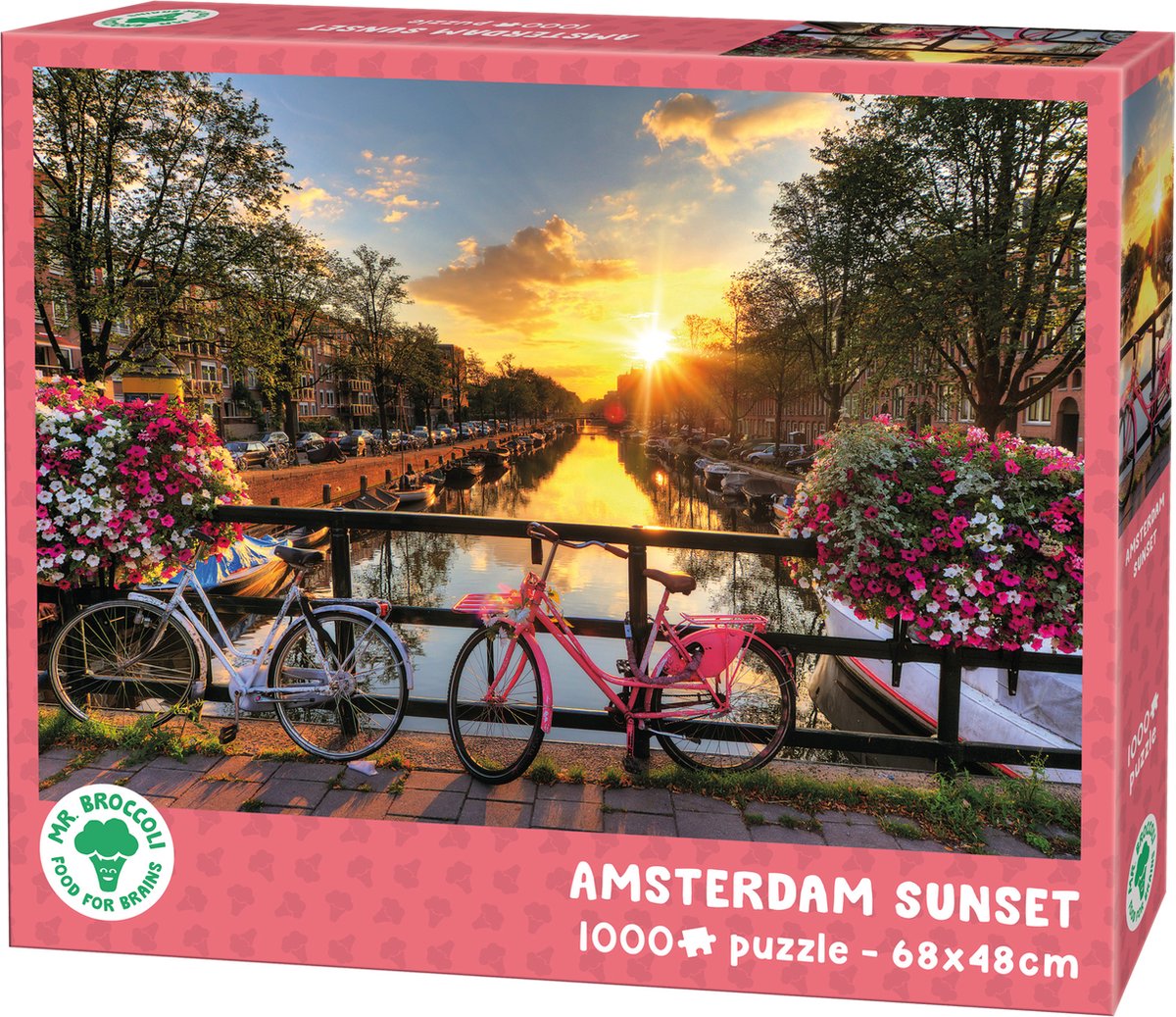 Mr. Broccoli puzzel 1000 stukjes volwassenen - amsterdam sunset - legpuzzel zonsondergang op de grachten - fsc® - steden collectie - 68 x 48 cm