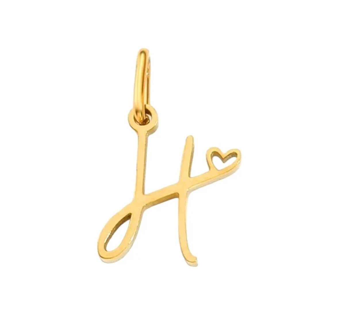 Letter hanger inclusief ketting - alfabet - F - goud kleur - letter charm- stainless steel - verkleurt niet - hypo allergeen - perfect cadeau