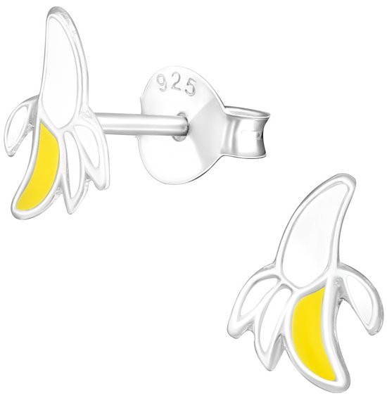 Joy|S - Zilveren banaan oorbellen - 6 x 8 mm - kinderoorbellen