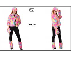 Bontjas Lady pastel mt.M - Carnaval themafeest festival pink party pride optocht