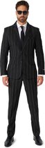 Suitmeister Pinstripe - Mannen Kostuum - Glow In The Dark - Zwart Neon - Carnaval - Maat S