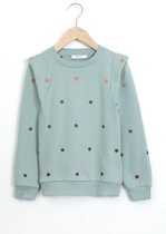 Sissy-Boy - Grijsblauwe sweater met zonnetjes embroidery