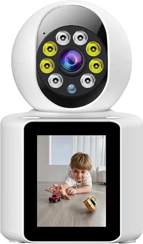 Beveiligingscamera Uzzy M.F - Videobellen Smart camera - met 2,8 inch IPS - scherm - Op afstand bestuurbaar - HD-kwaliteit - 360° rotatie - Nachtzicht - Geluidsdetectie - Baby monitor - Huisdiercamera - Baby camera - babyfoon - Bewakingscamera