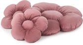 Bloemenset met grote bloemvloerkussens, pluche comfortabel zitkussen, voor slaapkamer, woonkamer, kinderkamer, unieke decoratie, zacht knuffelkussen, velours, roze, 55 cm, 98 cm.