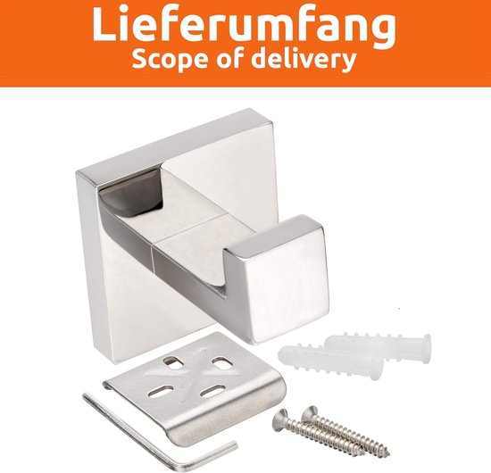 Zet toiletpapierhouder handdoekhouder - hoekig ontwerp - badkameraccessoires - roestvrij staal 304 chroom