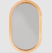 Ovale spiegel met houten rand - bamboe - 46 x 28 cm