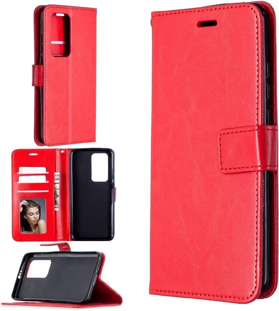Hoesje geschikt voor Oppo A54 5G & Hoesje geschikt voor Oppo A74 5G hoesje bookcase Rood van LuxeBass gsm hoesje - telefoonhoes - telefoonhoesjes