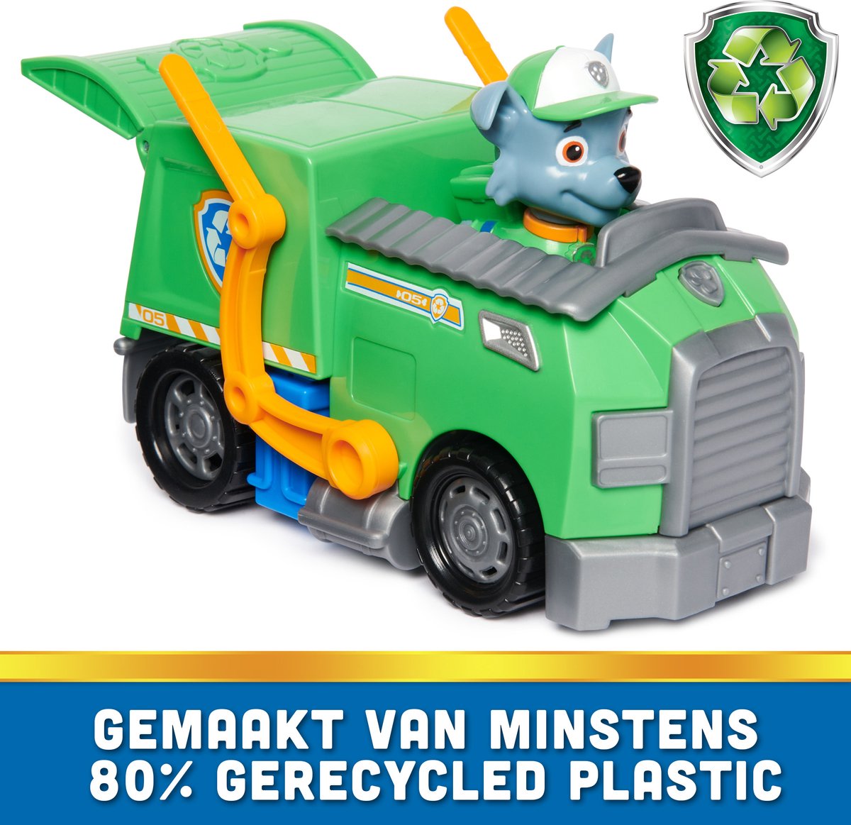PAW Patrol - Rocky's Recycle Truck - speelgoedauto met speelfiguur - 80% gerecycled plastic - duurzaam speelgoed — afbeelding 2