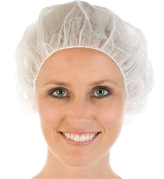 CMT® | 300 haarnetjes WIT maat M | non woven | latexvrij | clip cap wegwerphaarnetje horeca