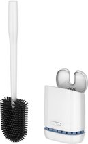 Toiletkom borstel en houder, duurzame en flexibele borstelharen, wandgemonteerde toiletborstel voor badkamerreiniging, wit, 1 pack