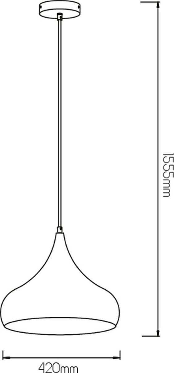 Ronin hanglamp druppelvorm in koper, Ø42 cm, hoogte verstelbaar tot 1555 mm, fitting E27, lamp niet inbegrepen