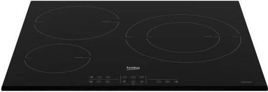 inductie kookplaat 60cm 3 branders 7200w zwart - beko - HII63200MTB