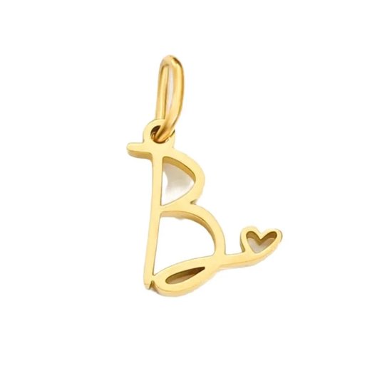 Letter hanger inclusief ketting- alfabet - B - goud kleur - letter charm- stainless steel - verkleurt niet - hypo allergeen - perfect cadeau