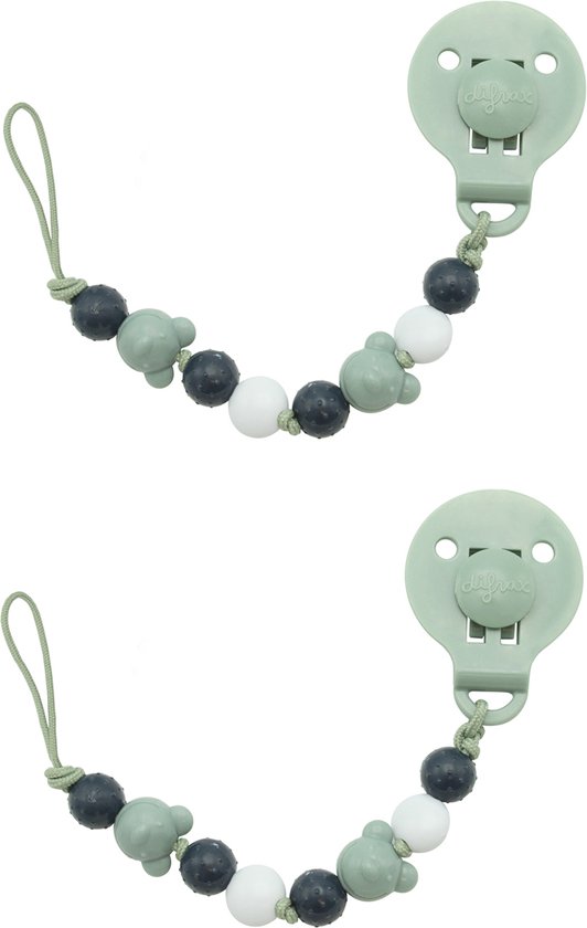 Difrax Fopspeenkoord kralen - Blauw/Clay - 2 stuks