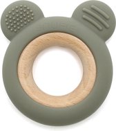 SNUFIE | Zacht & Hard | Bear Wood & Silicone Teether | OLIVE | Bijtring