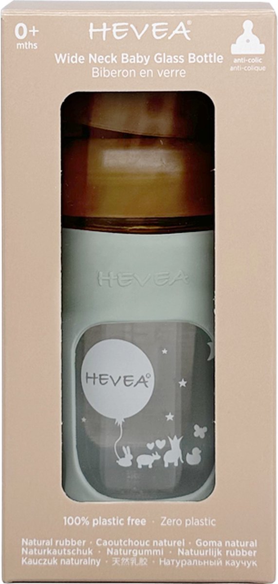 HEVEA - Glazen Fles - Brede Hals 150ml - Met Sleeve - Seafoam Blue van Merkloos — afbeelding 3