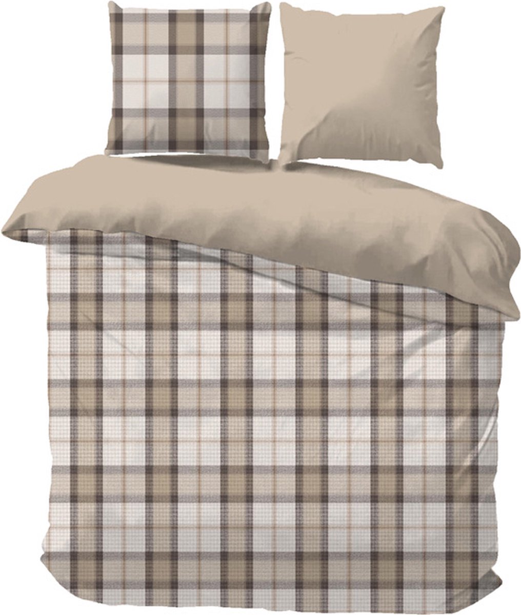 iSleep Dekbedovertrek Kees - Eenpersoons - 140x200/220 cm - Zand