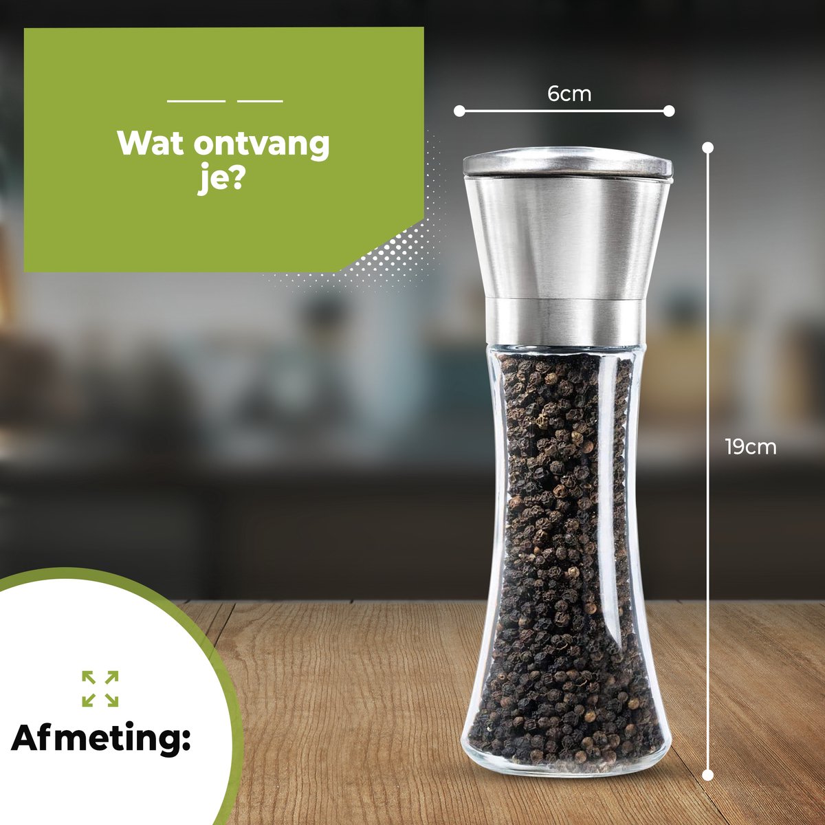 Moulin A Sel HI NATURE™ Set De Moulins à Sel Et Poivre – 2 Pièces