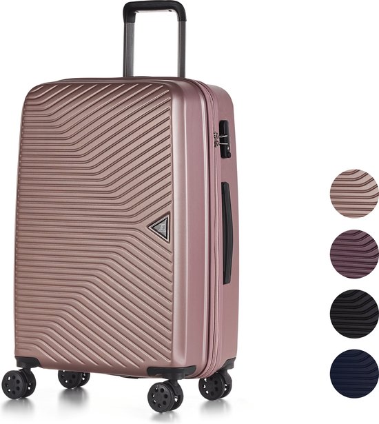 ©TROLLEYZ - Ibiza No.3 - Reiskoffer 69cm met TSA slot - Dubbele wielen - 360° spinners - 100% ABS - Reiskoffer in Cosmopolitan Pink