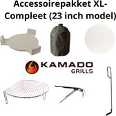 Kamado Grills - Ensemble d'accessoires - Kamado 23 pouces - Housse de pluie, Déflecteur, Pierre à pizza, Pince à gril, Levier à cendres et Extenseur de gril
