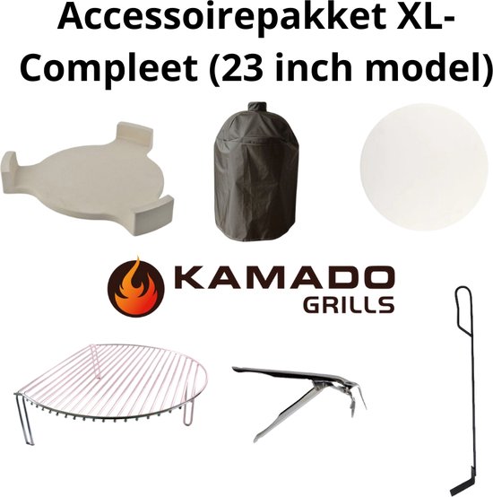 Foto: Kamado grills accessoirepakket 23 inch kamado regenhoes deflector pizzasteen grillklem aspook en grill expander