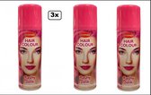 3x Haarspray roze 125 ml