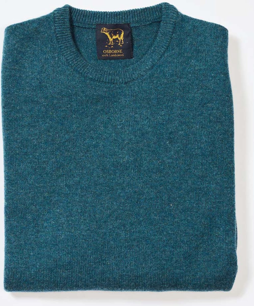 Osborne Knitwear Trui met ronde hals - Sweater heren in Lamswol - Pullover Heren - Mallard - L